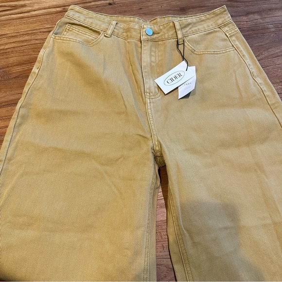 Cider Women’s Mustard Gold Khaki Wide Leg Jeans Pants Trousers Pockets NWT XL - Picture 4 of 8